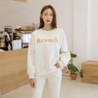 Brunch Brushed Fleece-lined Pullover Cream - One Size
