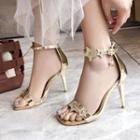 Glitter Stars Accent Open Toe Ankle Strap High Heel Sandals