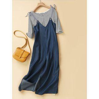 Strappy Midi A-line Dress Dark Blue - One Size