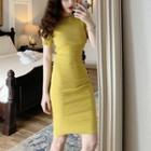 Short-sleeve Plain Slim-fit Dress