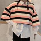 Plain Shirt / Elbow-sleeve Striped T-shirt