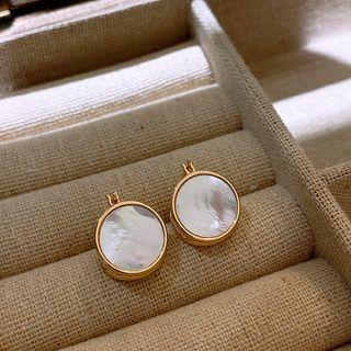 Disc Shell Alloy Earring 1 Pair - Gold & White - One Size