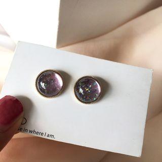 925 Sterling Silver Stud Earring 1 Pair - S925 Earrings - Light Purple - One Size