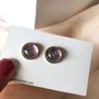 925 Sterling Silver Stud Earring 1 Pair - S925 Earrings - Light Purple - One Size