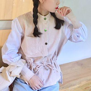 Panel Corduroy Buttoned Jacket