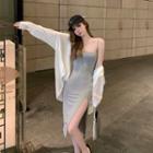 Strappy Midi Sheath Dress / Plain Shirt
