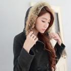 Furry Hooded Double Breasted Coat