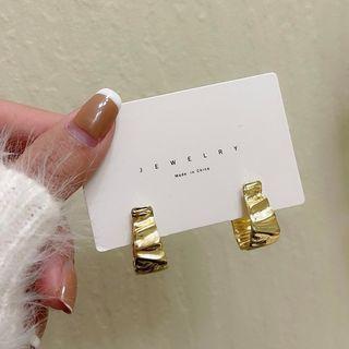 Shirred Alloy Open Hoop Earring 1 Pair - Gold - One Size