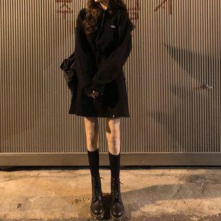 Half-zip Hoodie Dress Black - One Size