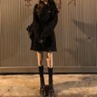 Half-zip Hoodie Dress Black - One Size