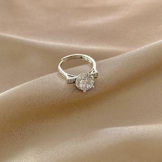 Rhinestone Ring J592 - Silver - One Size
