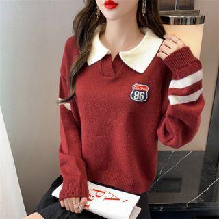 Open Collar Numbering Sweater