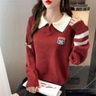 Open Collar Numbering Sweater