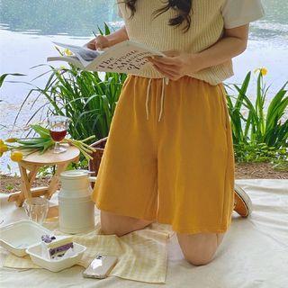 Wide-leg Color Sweatshorts