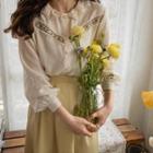 Lace-collar Embroidered-trim Blouse Ivory - One Size