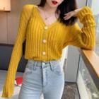 Button-down Light Knit Top In 6 Colors