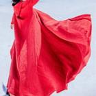 Hooded Long Trench Jacket Red - One Size