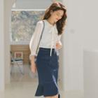 Button-up Blouse / Midi Skirt / Dress Pants / Set