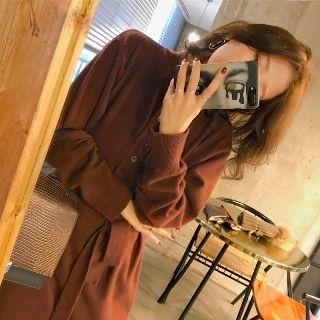 Long-sleeve Waist-tied Knit Dress