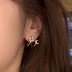 Rhinestone Moon & Star Ear Stud 1 Pair - Gold - One Size