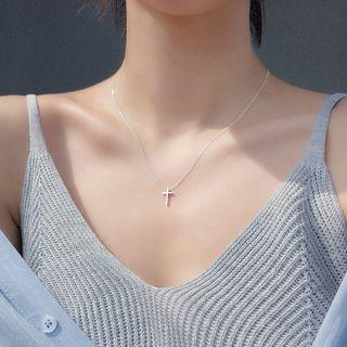Cross Sterling Silver Dangle Earring 1pc - Silver - One Size