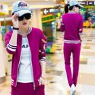 Set: Print Zip Jacket + Sweatpants + Lettering T-shirt