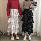 Dotted Midi  Tiered Skirt