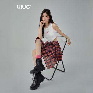 Tie-waistline Plaid Mini Skirt