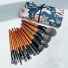 Set Of 15: Makeup Brush Set Of 15 - Light Gray & Black - One Size