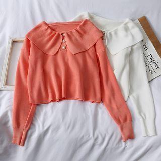 Peter Pan-collar Crop Knit Top