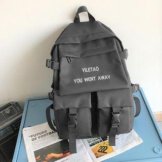 Couple Matching Letter Embroidered Buckled Backpack