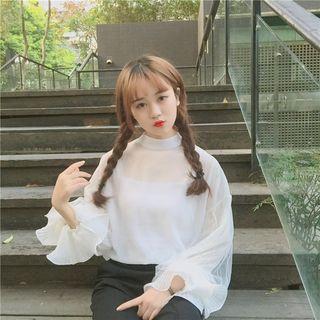 Set: Long-sleeve Blouse + Camisole Top