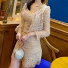 Sheer Jacket / Spaghetti Strap Mini Lace Dress