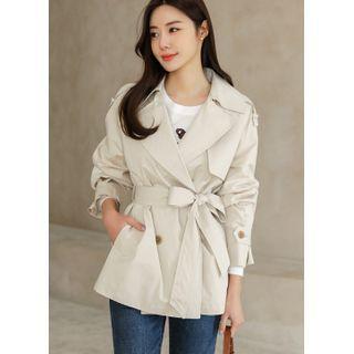 Lace-lined Trench Jacket With Sash
