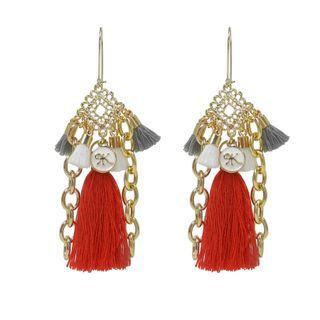 Tassel Dangle Earrings (red) One Size