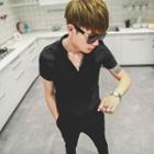 Plain Short Sleeve Half Placket Shirt