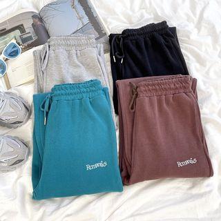 High-waist Lettering Embroidered Sweatpants