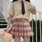 Set: Short-sleeve Logo Shirt + Striped Neck Tie