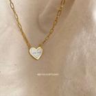 Heart Pendant Chain Necklace E354 - Gold & Silver Heart - Gold - One Size
