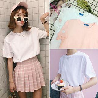 Heart Applique Short-sleeve T-shirt