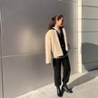 Set: Kangaroo-pocket Knit Hoodie + Band-waist Pants