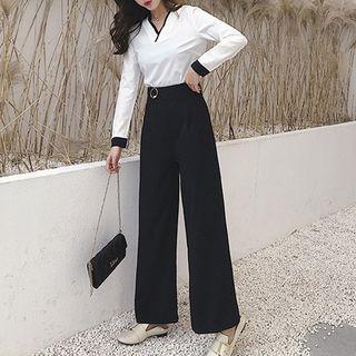 V-neck Blouse / Wide Leg Pants