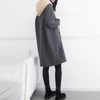 Fleece-hooded Pullover Dress