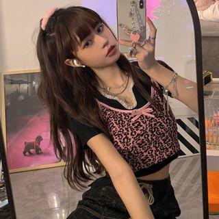 Leopard Print Camisole Top / Short-sleeve Top