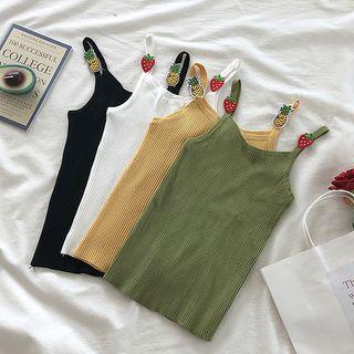 Fruit Pin Ribbed Knit Top