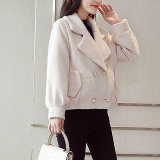 Faux Pearl Accent Double-breasted Jacket