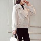Faux Pearl Accent Double-breasted Jacket