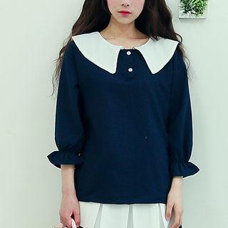 Puritan-collar 3/4-sleeve Blouse