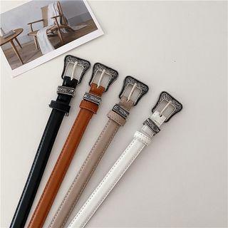 Vintage Buckled Faux Leather Belt