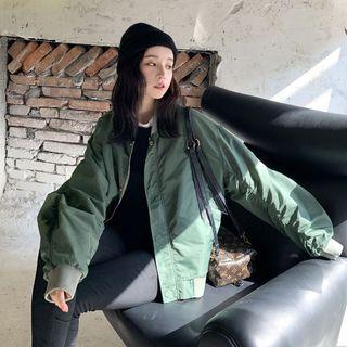 Lantern-sleeve Oversize Bomber Jacket